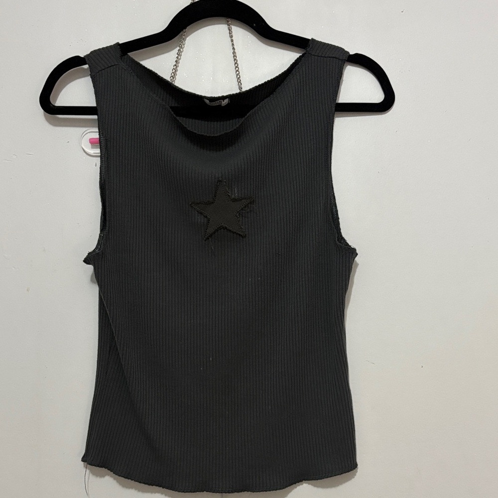 Ardene Charcoal Tank Top with Star Accent